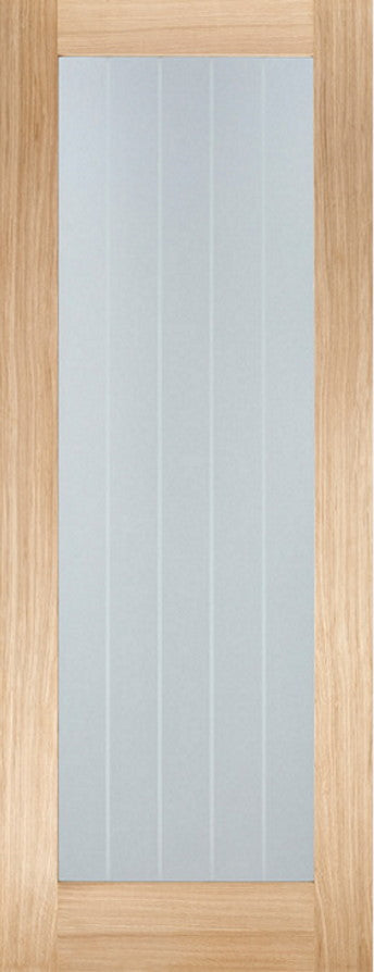 Vancouver Pattern 10 Oak Prefinished Clear Glass Fire Door