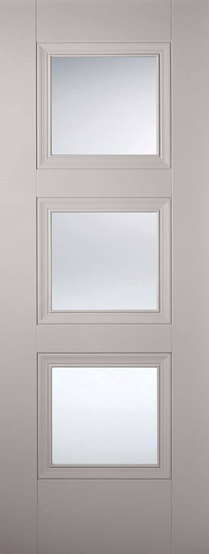 Lincoln 3 Light White Primed Internal Door, Clear Glass
