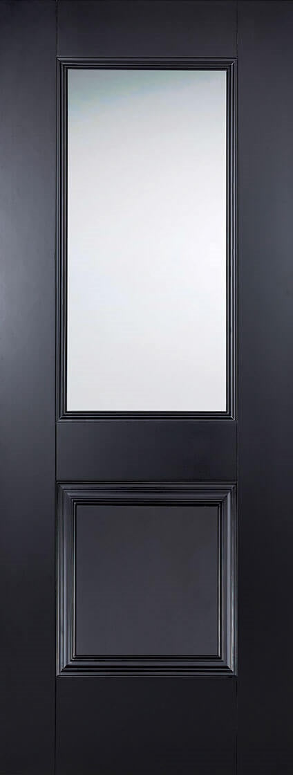 2 Panel 1 Light Textured White Moulded internal door, Clear Glass