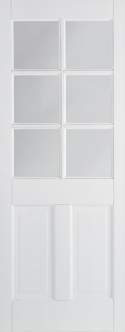 Canterbury solid core 6 light Internal door, with clear glass.