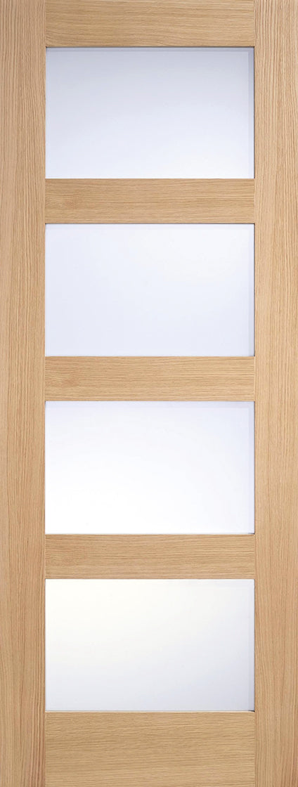 Contemporary internal oak shaker door- frosted glass unfinished