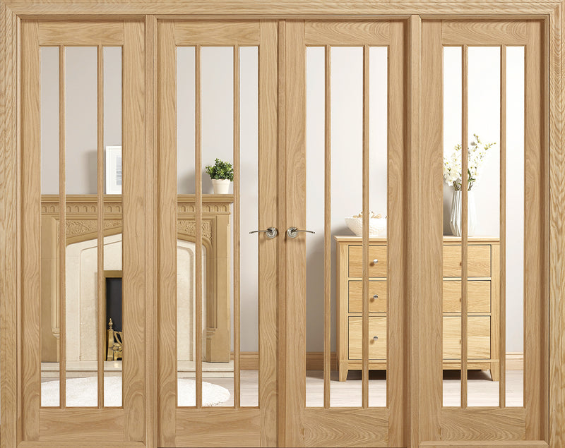 Lincoln Oak W4 Room Divider Unfinished Clear Glass