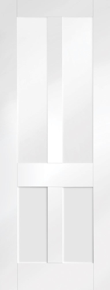 London 4 Panel Shaker internal door White Primed, Clear Glass