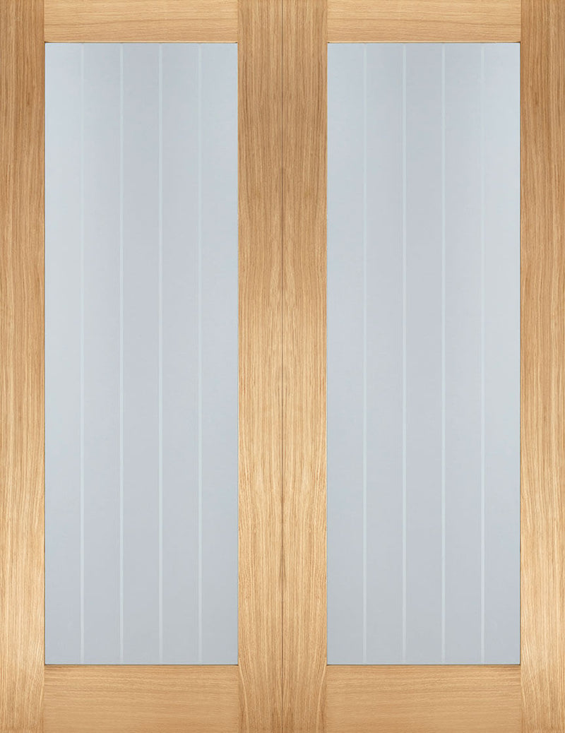 Mexicano oak pattern 10 internal pair, clear glass with frosted lines.