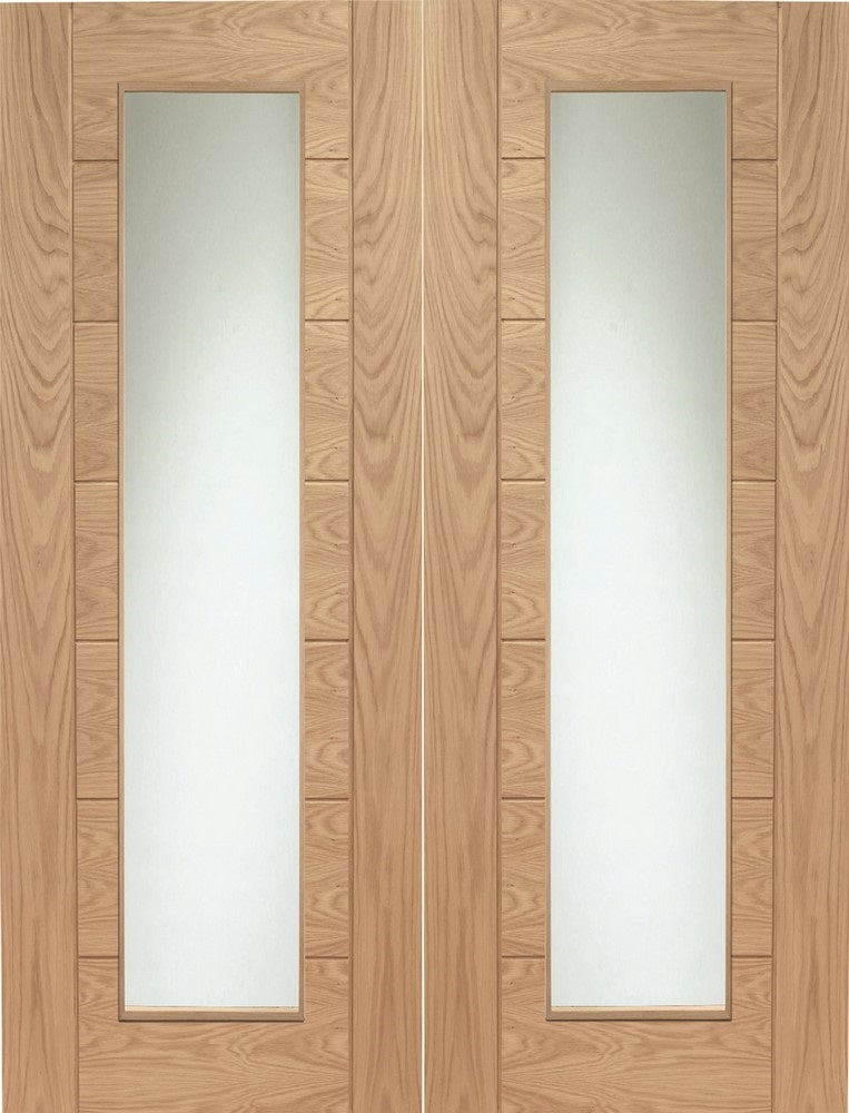 Shaker 4 Light Oak Unfinished Rebated Pair Clear Glass x