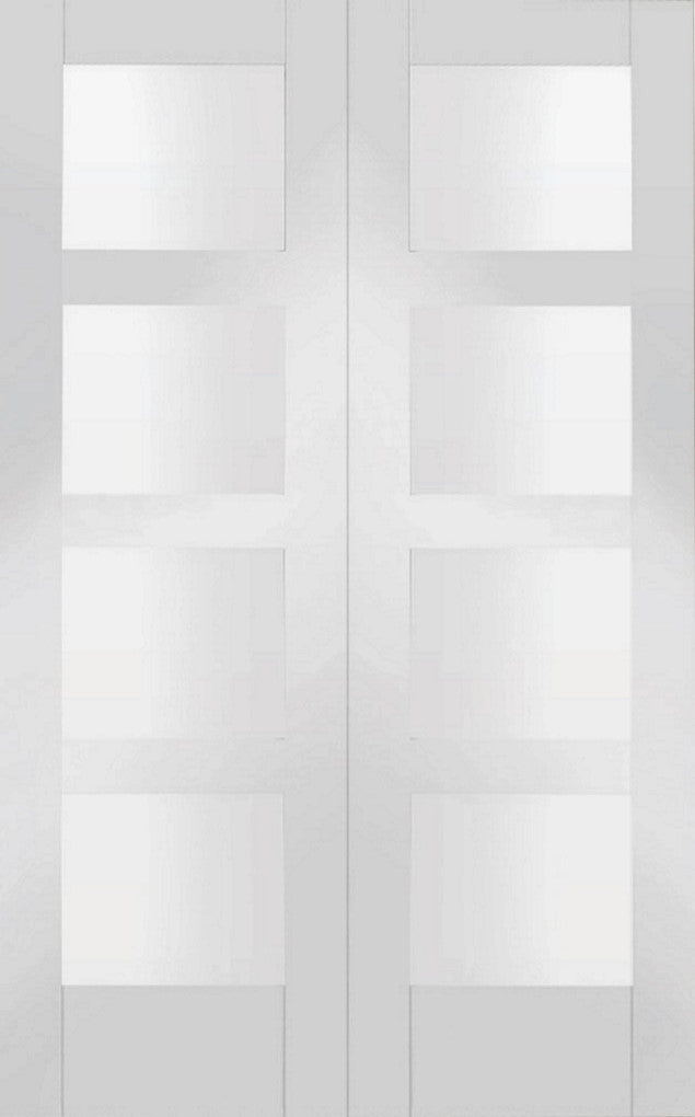 Shaker 4 Light White Primed Internal Door, Clear Glass X