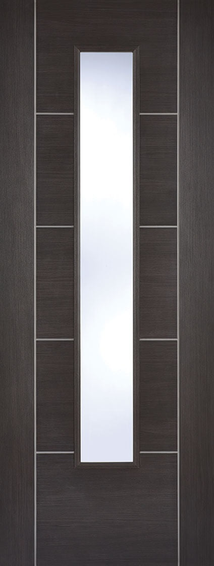 Vancouver Dark Grey Laminate Internal Door Clear glass