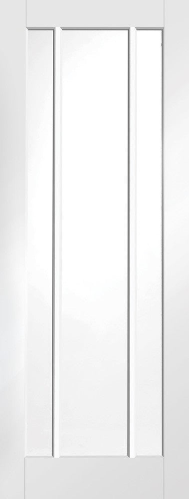 1 Light White Primed Textured Door, Clear Glass With Frosted Lines