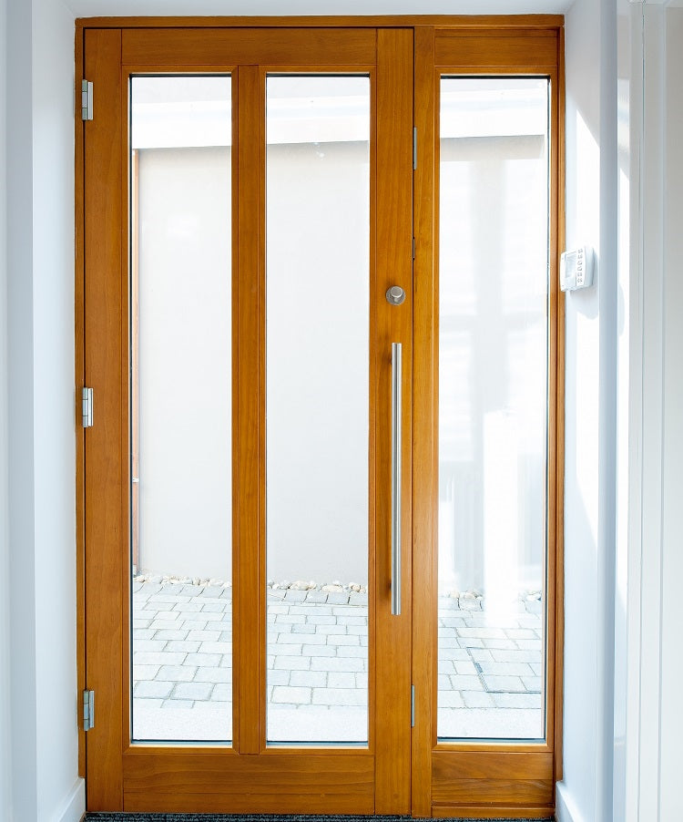 Bespoke timber contemporary hardwood glazed door and glazed sidelight — supply & fit North London, NW London, Middlesex, Herts & Essex