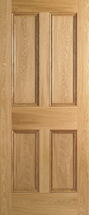 4 Panel Flat Panels Oak Unfinished Fire Door