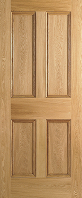 Oak 4 Flat Panels FD30 Fire door