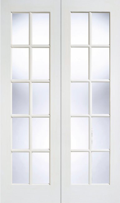 Reims White Primed Rebated Pair Bevelled Glass