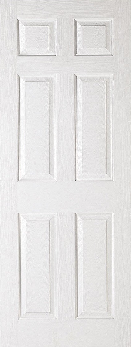 6 Panel internal Moulded door textured finish primed white.