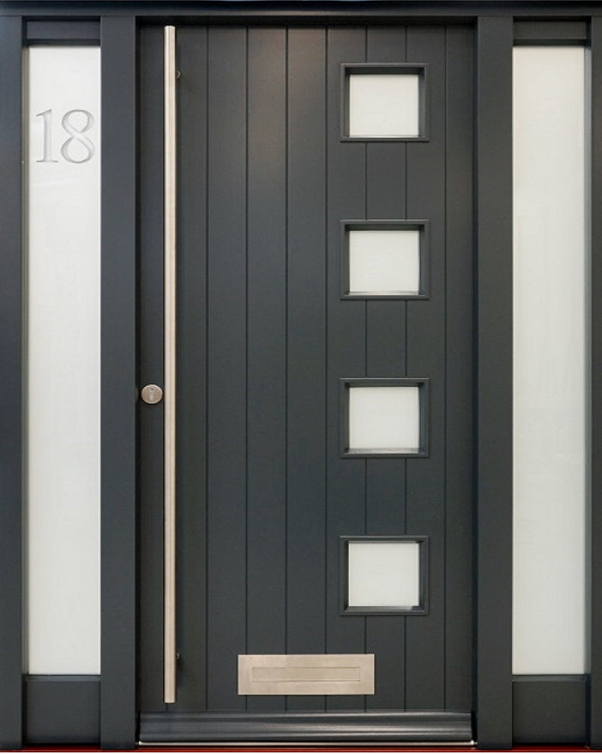 Bespoke Timber Hardwood External Contemporary Door & 2 Sidelights - Supplied & Fitted