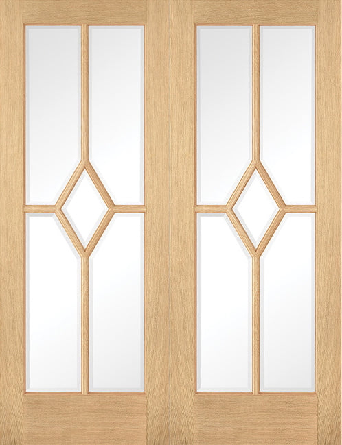 Vancouver Patt 10 Oak Prefinished Rebated Pair Clear Glass