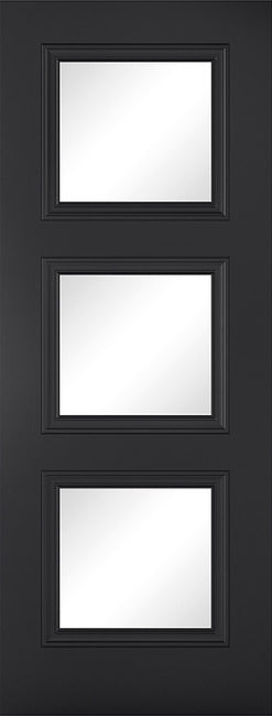 Antwerp glazed primed black internal door-clear glass