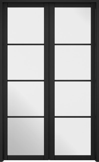 Soho prefinished black, glazed room divider.
