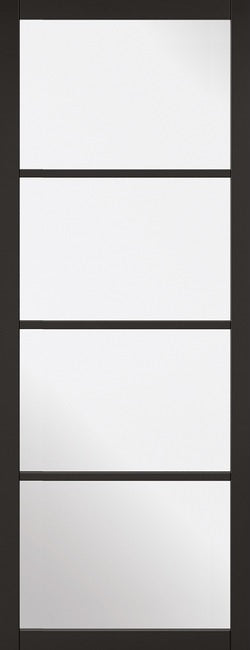 Soho 4 light black primed Internal door with clear glass.