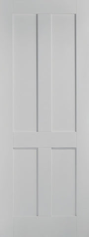 London 4 Panel Shaker White Primed Fire Door