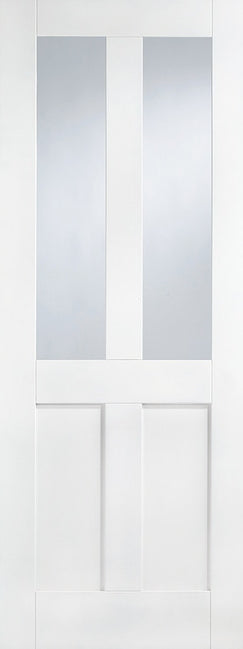 White Grained London Shaker Door with Clear Glass