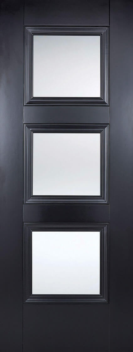 Amsterdam 3 light preglazed Internal door, primed black.