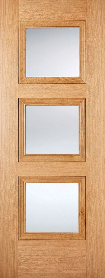 Worcester 3 Light Oak Internal Door With Clear Glass