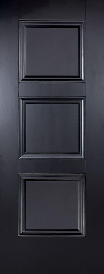 Amsterdam 3 panel black primed internal door.