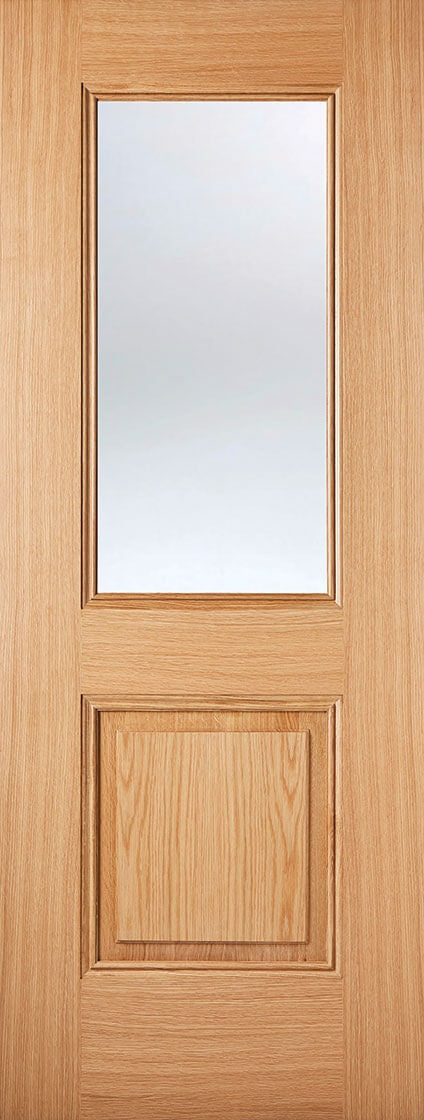 Shaker 4 Light Pre Finished Oak Internal Door With Clear Glass X