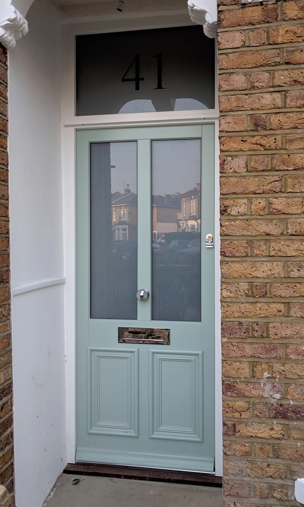 Bespoke timber Victorian 4 panel glazed front door with fanlight — supply & fit North London, NW London, Middlesex, Herts & Essex