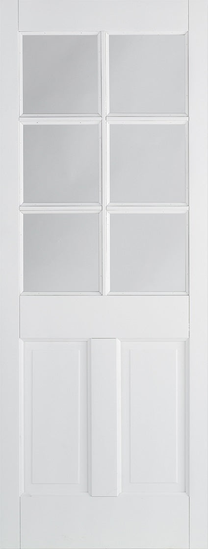 Shaker 4 Light White Primed Internal Door, Clear Glass X