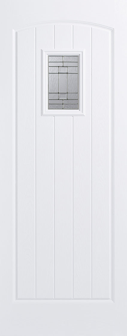 Tricoya Sienna White Primed External Door, Frosted Glass