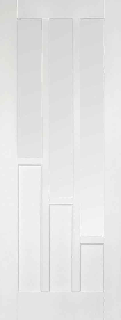 Coventry primed white Internal  door, with clear glass.