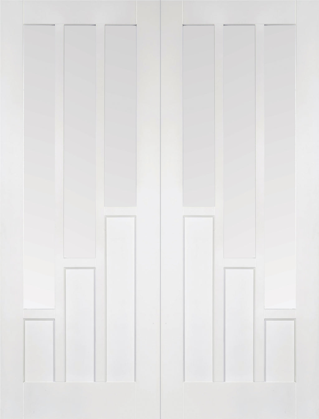 Coventry white primed pair with clear glass.