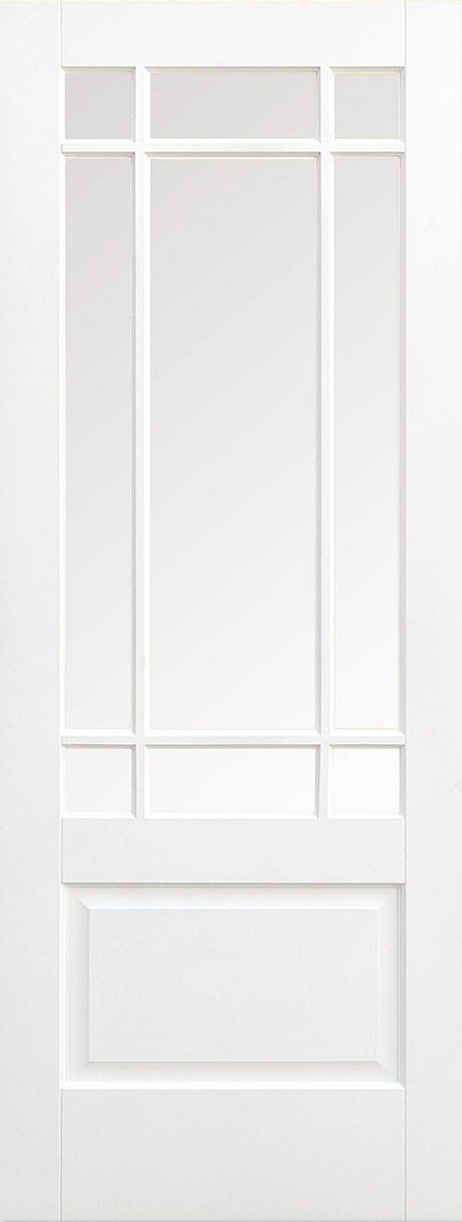 Downham solid core, primed white Internal Door,  bevelled glass.