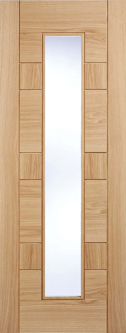 Edmonton prefinished internal oak door, 1 Light clear glass.