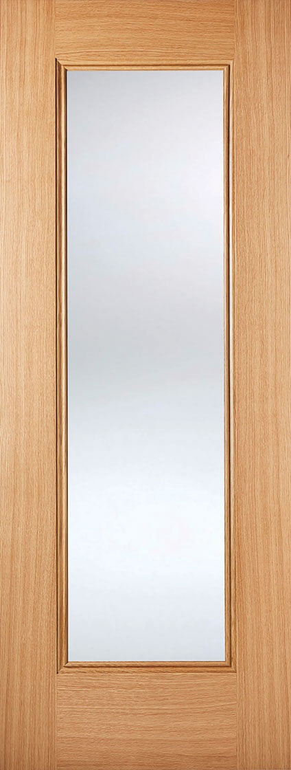 Eindhoven 1 light oak internal door, clear glass.