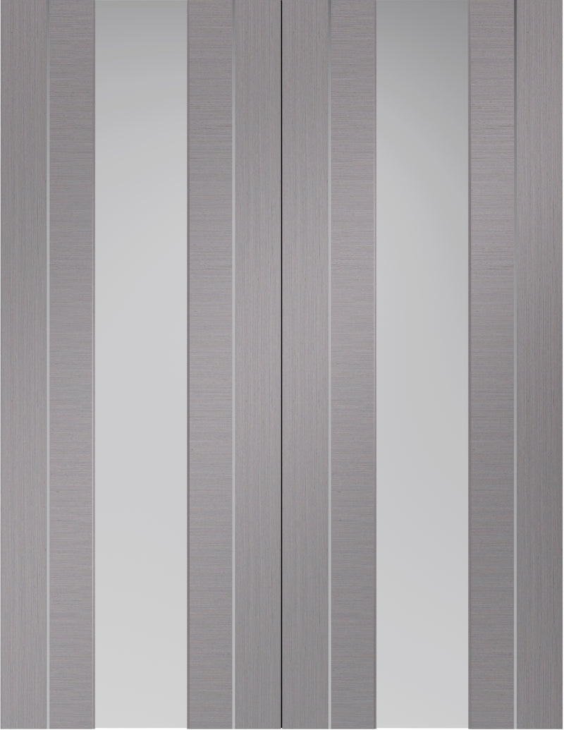 Forli light grey internal pair with aluminium inlays and clear glass