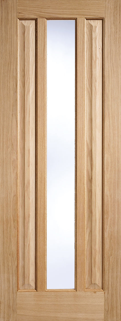Kilburn internal oak door, with clear glass. 