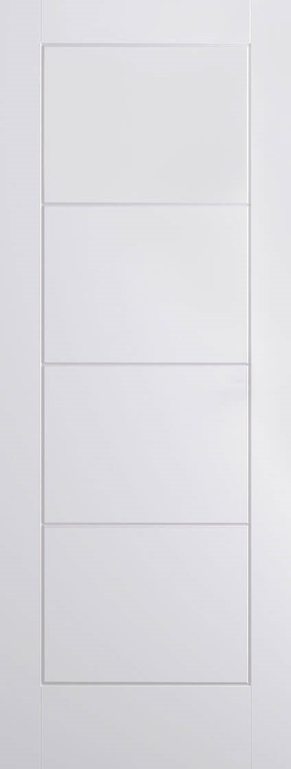 Ladder white primed moulded internal door, smooth finish.