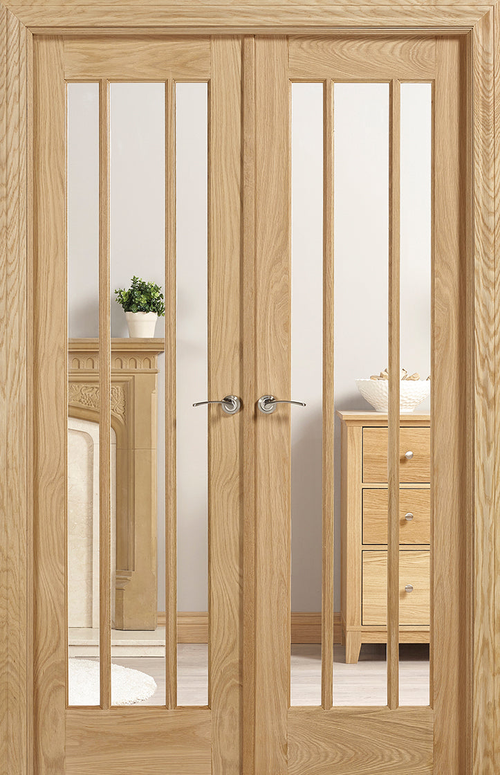 Lincoln Oak room divider clear glass