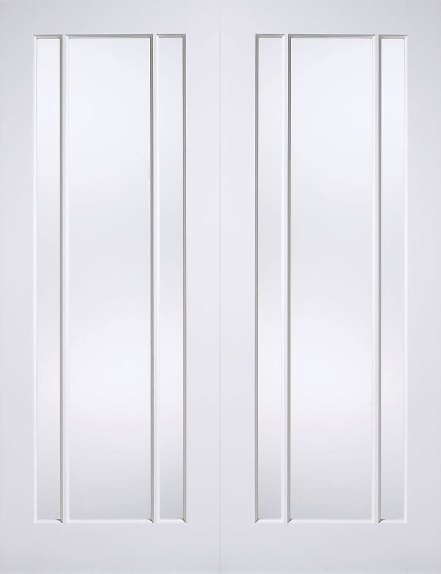 Licoln white primed pair with clear glass.