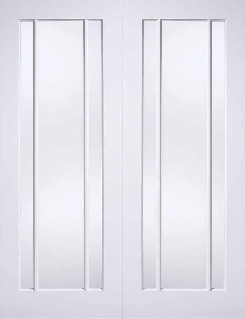 Shaker 4 Light White Primed Internal Door, Clear Glass X