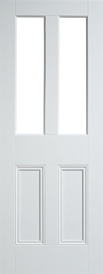 Malton primed white Internal  door, flat panels, unglazed.