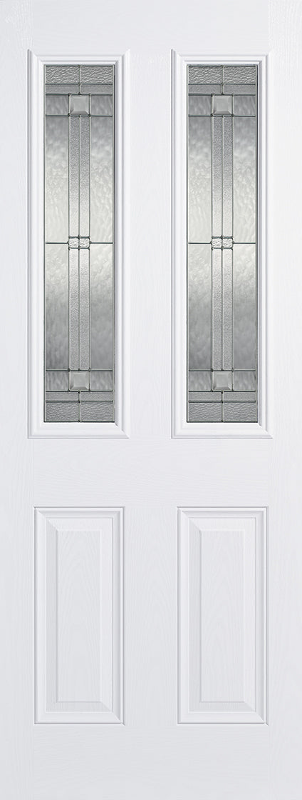Tricoya Sienna White Primed External Door, Frosted Glass