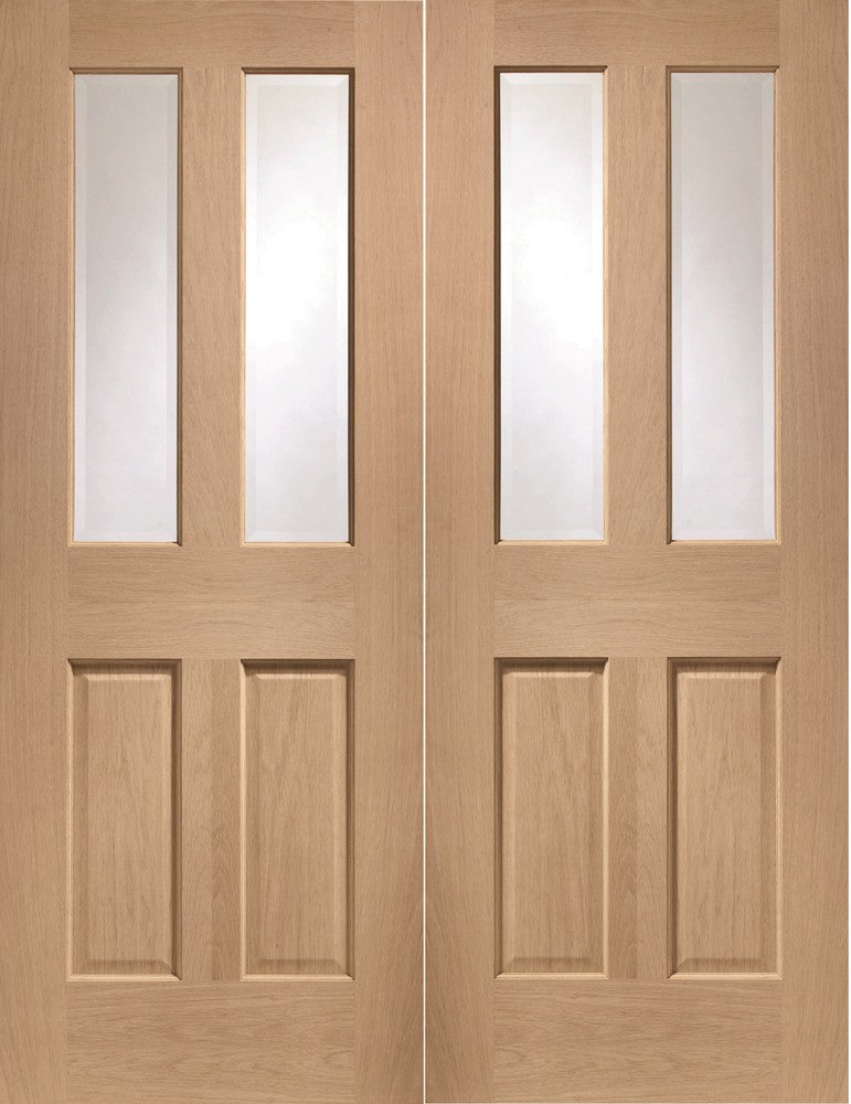 Palermo Oak Rebated Door Pair With Clear Glass