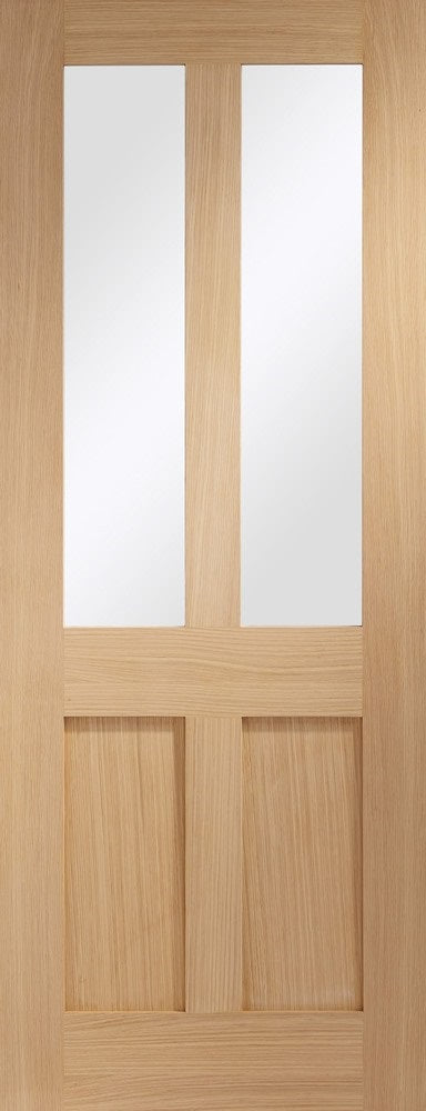 Malton oak shaker internal door with clear glass.