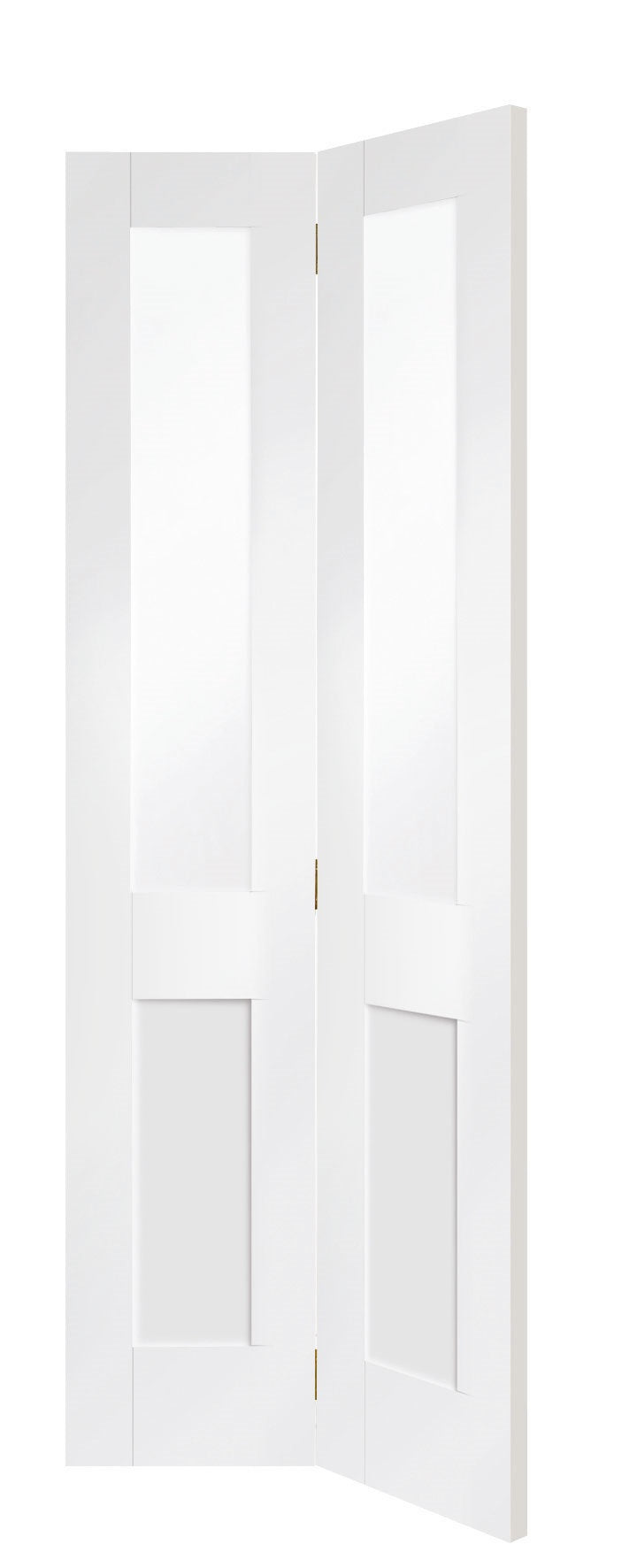 Malton shakerinternal  bifold doors with clear glass, primed white. 