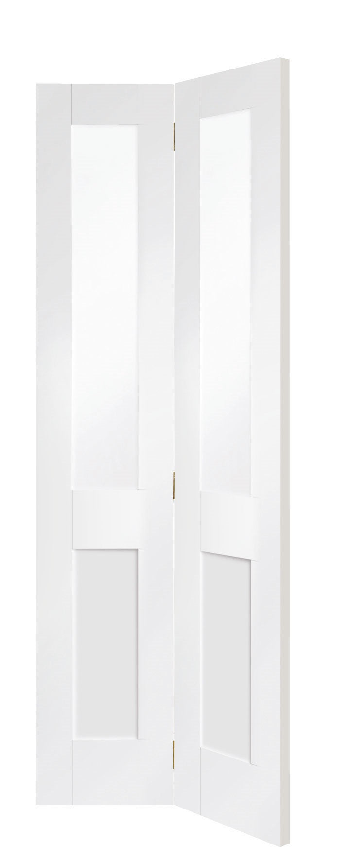 Shaker Solid 4 Panel White Primed Bifold With Clear Glass