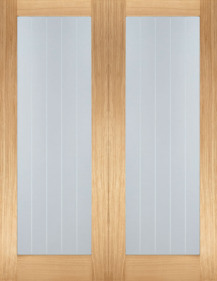 Mexicano oak pattern 10 internal pair, clear glass with frosted lines.