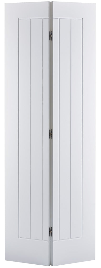 Mexicano white primed bifold doors.